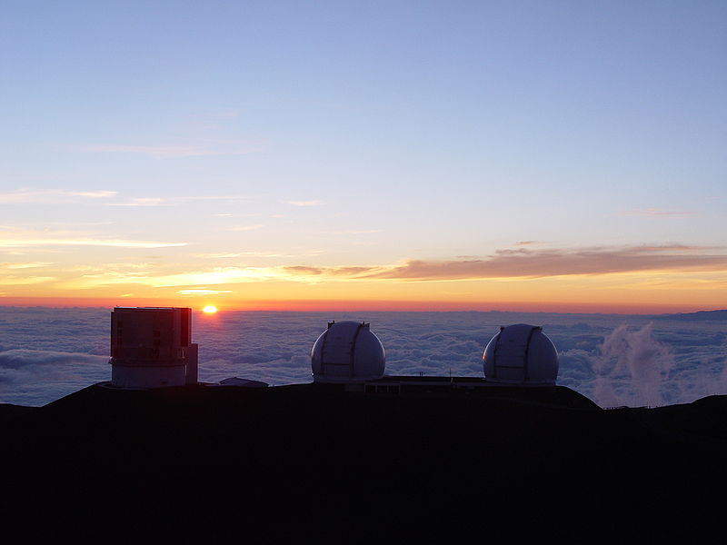 File:Subaru and Keck telescopes at sunset.jpg