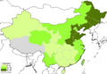 Folk religious sects' influence by province of China (alternate).png