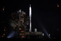Ares I-X at Launch Pad 39B xenon lights.jpg